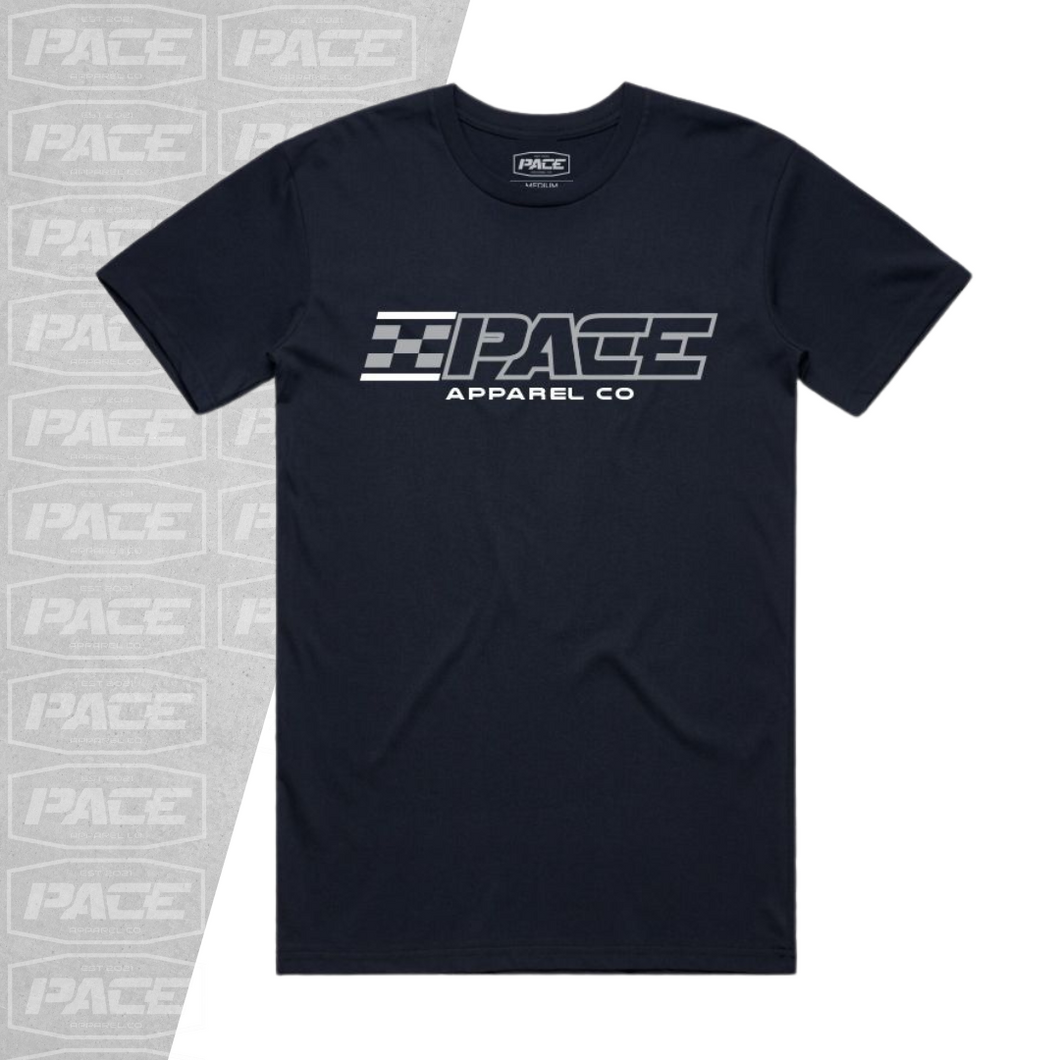 PACE // Grid Tee - Navy Marle